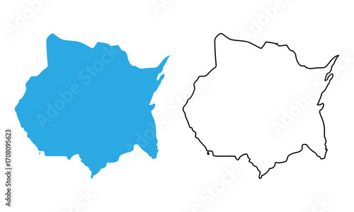 Map of Morelos, a state of Mexico. Map with detailed outlines and blue silhouettes