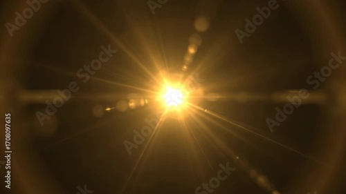 Abstract Radial Lens Flare with Soft Golden Light Rays Expanding Outwards slow, golden hour, rays expanding