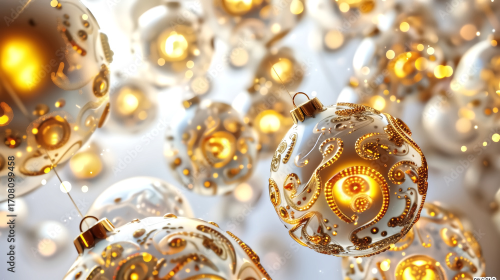 Fototapeta premium Christmas ornament in quantum entanglement pattern, delicate gol