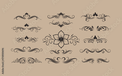 Elegant vintage decorative flourishes and ornate borders collection