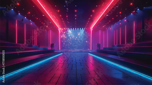 High-tech server room glowing with blue lights, clean and futuristic.