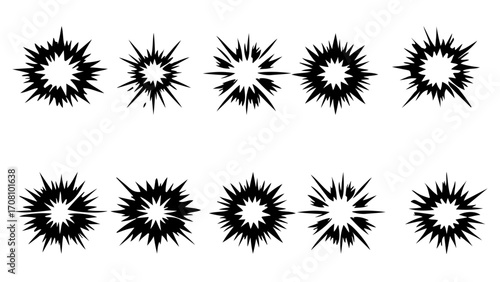 Boom explosive motion line element set. Vector icon set