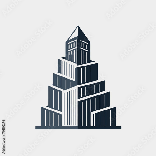 Architectural abstraction: a stylized depiction of a tiered building design