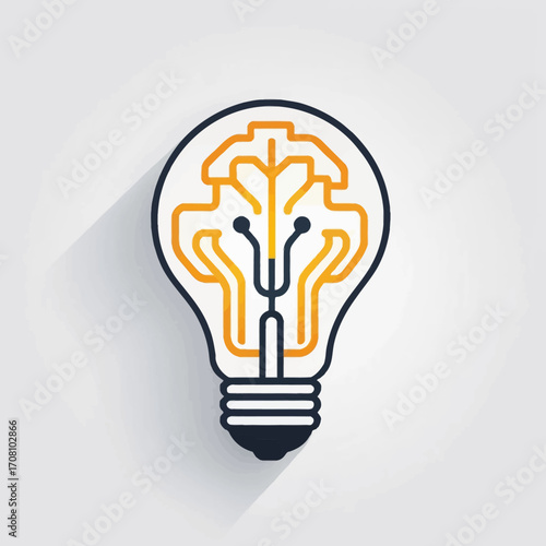 Conceptual idea illustration showcasing innovative brainstorming with circuit bulb