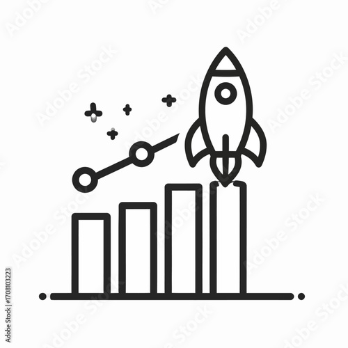 Business Growth and Startup Success Rocket Launch.