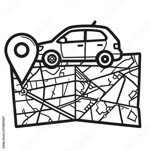 Car location map pin pointer showing travel and transport concept.