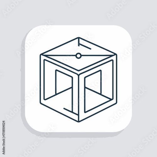 Geometric illusion featuring an impossible cube perspective, creating optical trickery