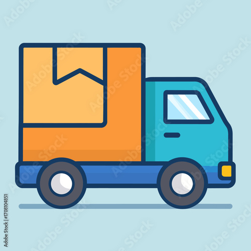 Delivery Truck with Package Cargo Transport.