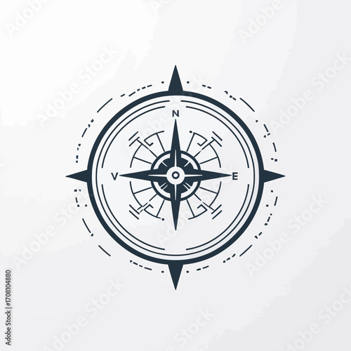 Intricate compass rose illustration, navigation guidance and directional design