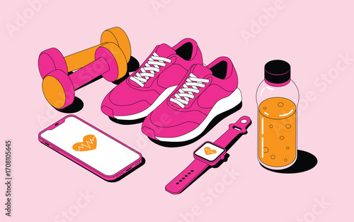 Colourful fitness essentials for workouts