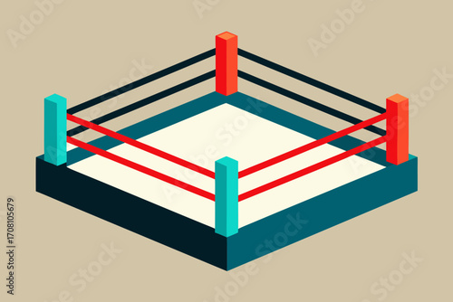 Boxing ring minimal vector illustration on white background   