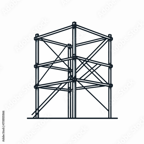 Minimalist linear structure depicting construction framework against a blank canvas