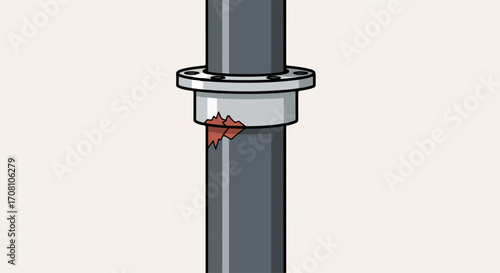 Illustration of pipe leaking showing potential plumbing problem on light background. Pipe leaking due to corrosion, damage, and aging, as well as faulty installation,