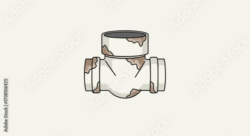Isolated pipe fitting illustration showcases plumbing element on clean background. Plumbing element is a white fitting, clean and simple, perfect for any plumbing project.