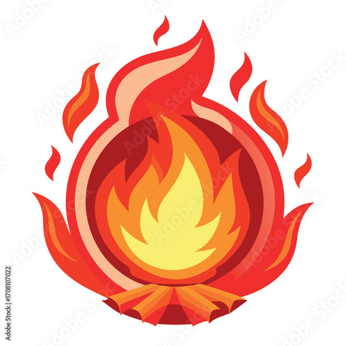 Sacred Fire Flame Symbol Vector Illustration