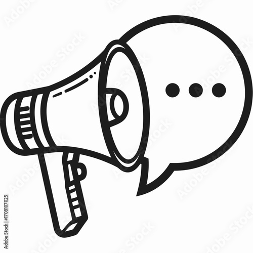 Megaphone with speech bubble illustration for announcement and communication.