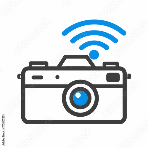 Modern digital camera with wireless connectivity capturing moments and memories.