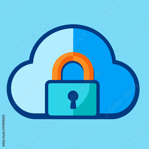 Secure Cloud Computing Data Protection And Digital Security Concept.