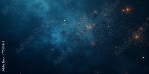 Abstract night sky with bright stars, nebula, and galaxies