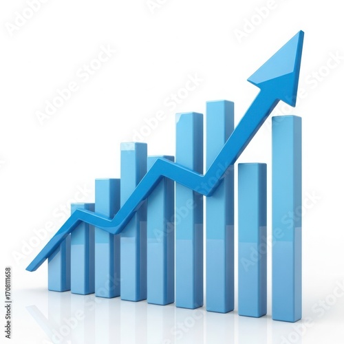 3d blue bar chart with upward trend arrow showing financial growth and success isolated on white background Free Download 3d blue bar chart with upward trend arrow showing financial growth and success isolated on white background - GFXLoad