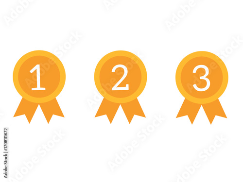 Award medal vector with numbers 1,2,3 suitable for competitions, contests and achievements 