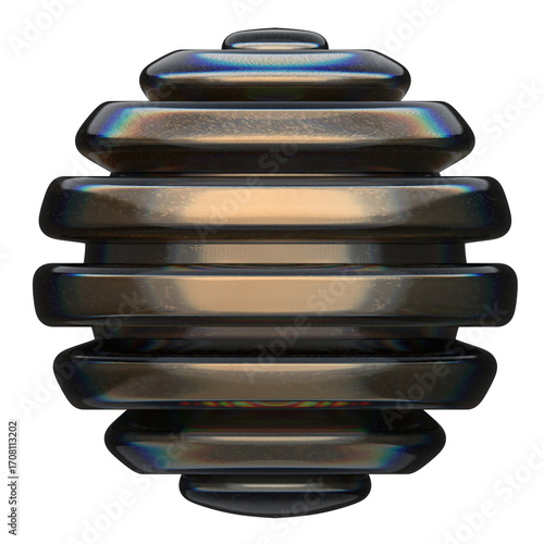 Abstract Honeycomb Sphere Metallic Iridescent 3D Render