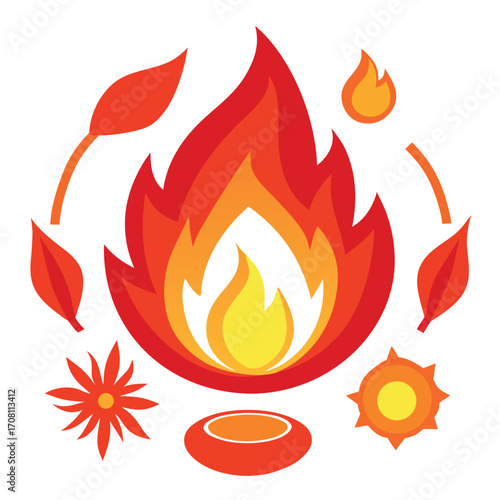 Sacred Fire Flame Symbol Vector Illustration