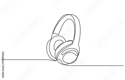 Continuous one line drawing of Headphone music gadget vector illustration. Editable outline