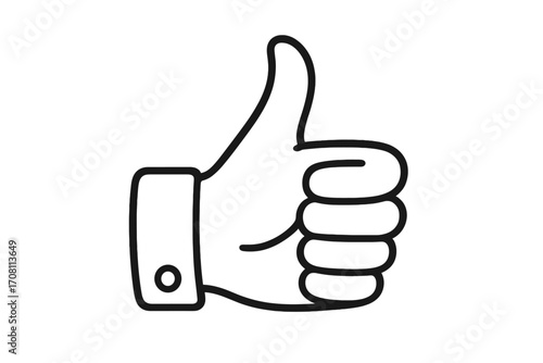 Thumbs up line icon. Hand showing like, good, success or approval gesture. Vector illustration. Positive ok sign. Social media symbol. Contour drawing for agreement.