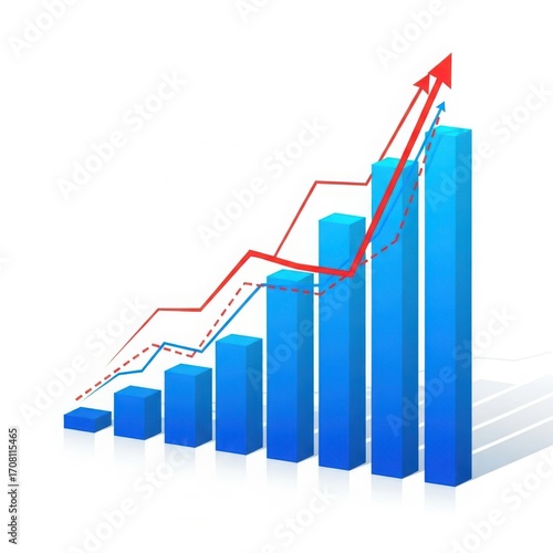 Bar chart with upward trend arrow showing business growth and financial success isolated on white background Free Download Bar chart with upward trend arrow showing business growth and financial success isolated on white background - GFXLoad