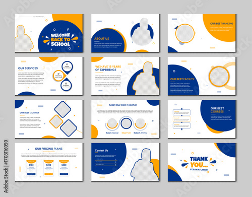 School PowerPoint presentation slide template design or pitch deck slide template
