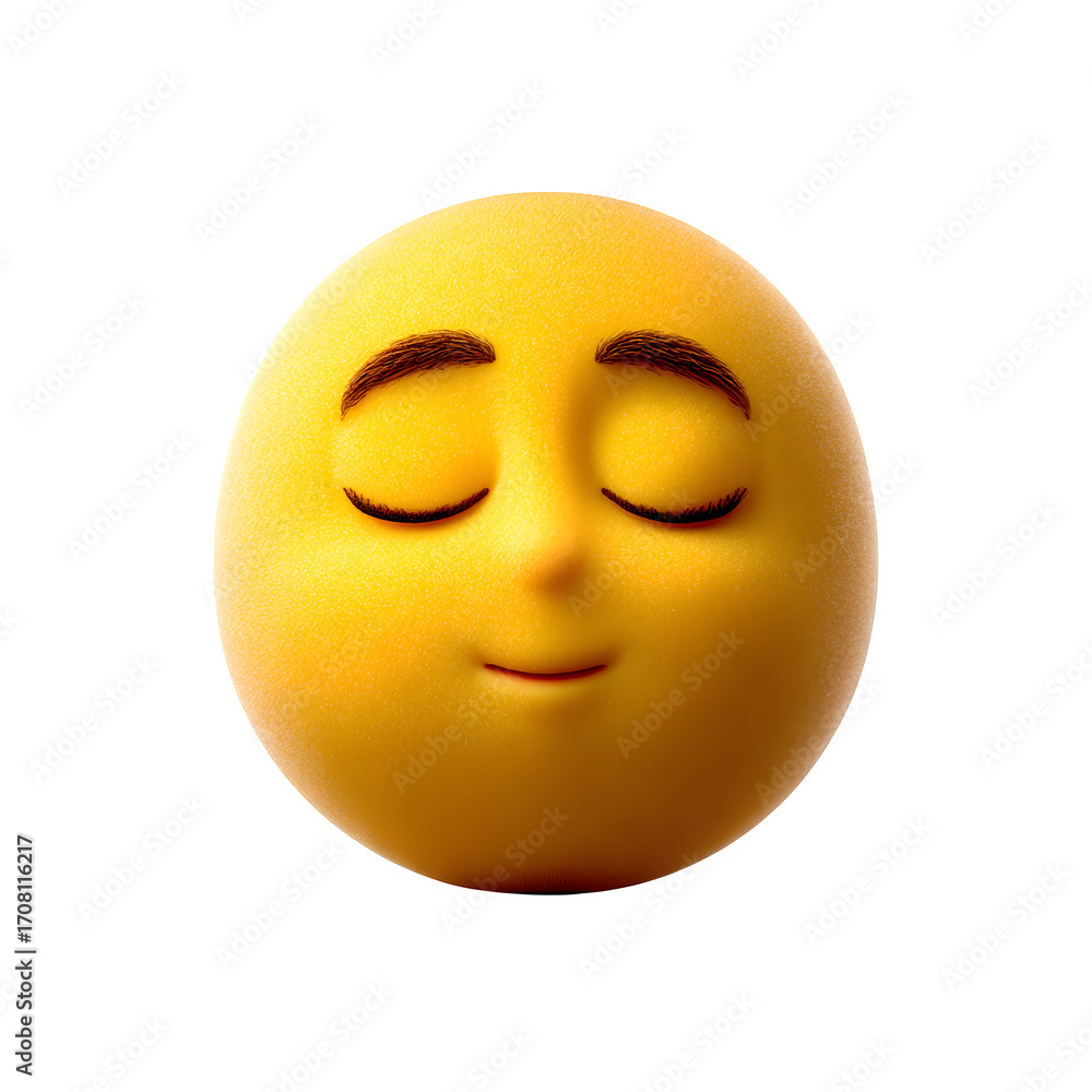 Fototapeta premium A funny, cheerful 3d yellow smiley face cartoon icon with a happy expression and a wide smile