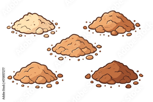 Set of various makeup powder shades for different skin tones. Face foundation and concealer cosmetic product collection. Beauty concept vector cartoon illustration isolated.