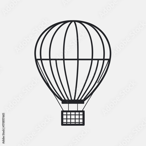 Monochromatic depiction of a hot air balloon against a neutral background