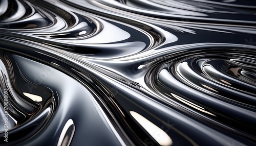 sleek chrome textures with fluid reflection