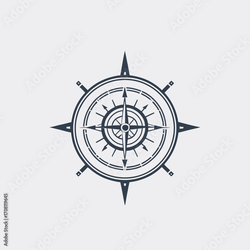 Stylized compass rose illustration for navigation and wayfinding applications