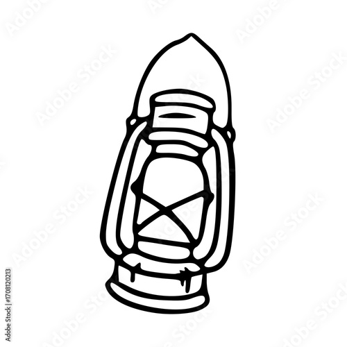 retro camping lamp line art