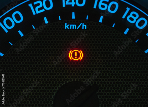 warning light, close up of warning light on car dashboard