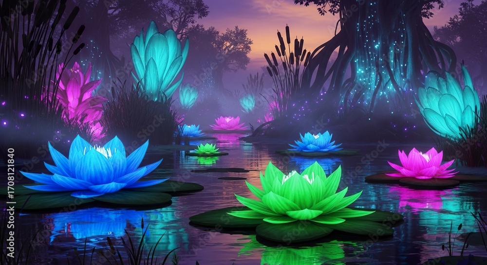 Fototapeta premium Luminous lotus pond
