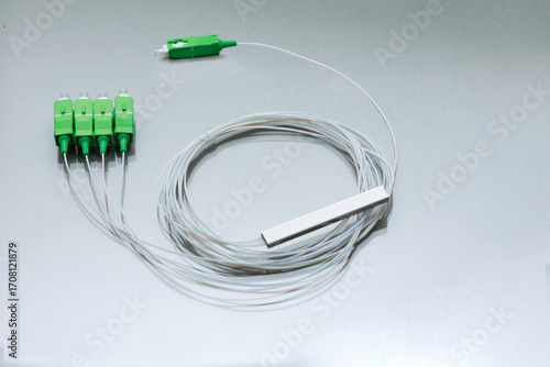 Fotografía Fiber optic splitter with SC APC connectors for telecommunications and high spee
