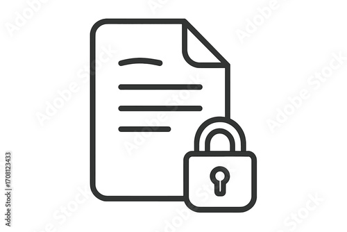 Document protection line icon. Data security, privacy, and confidential information concept. File access control symbol. Locked document for safety, compliance, and secure data.