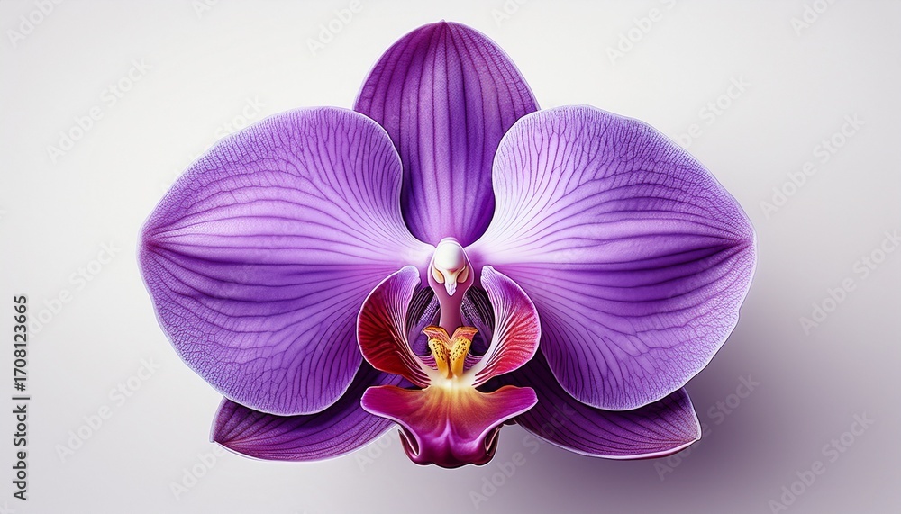 Fototapeta premium a purple orchid flower on a white background isolated generative ai