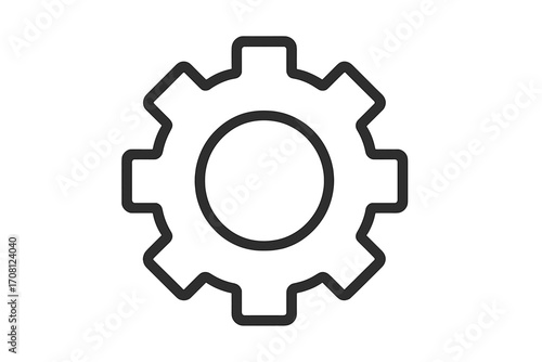 Gear icon vector. Cogwheel symbol for settings, options, and configuration. Simple line art illustration for technology, industry, and mechanical engineering concepts. Progress.