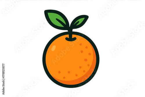 Orange fruit vector icon. Simple flat cartoon illustration of a fresh citrus fruit with leaves. Healthy food concept symbol for logo, sticker, grocery store, or web design.