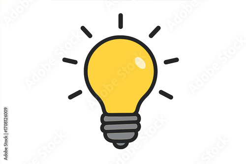 Light bulb icon as a symbol of a big idea, solution, and innovation. Vector cartoon illustration for creativity, inspiration, brainstorming, and creative thinking concept.
