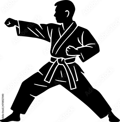 karate silhouette vector illustration, isolated on white