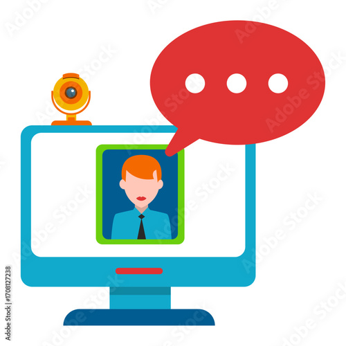 Online Communication with a Virtual Avatar and Speech Bubble