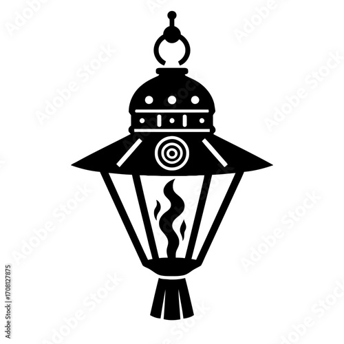 Vector art of vintage gas lantern, a classic symbol of oldfashioned lighting, historical charm, and decorative elegance for rustic settings