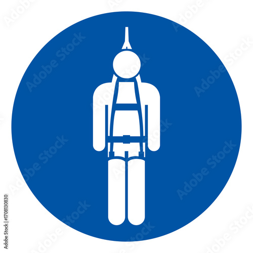 Safety Harness Required Symbol Sign, Vector Illustration, Isolated On White Background Label.EPS10