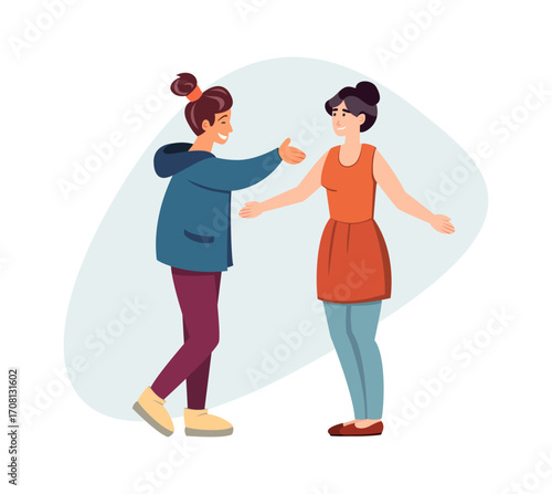 long-awaited meeting. cartoon characters, people return home, end working day, family and romantic relationship. vector cartoon concept illustration.